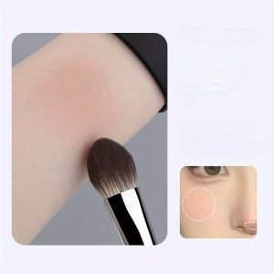 Peach Heart Blush & Powder Brush Set - Hypoallergenic Nylon Bristles, Wooden Handle, Perfect For All Skin Types - Choose 1 Or 3 Pcs