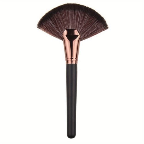 Fan-shaped Powder Finishing Brush - Black and Golden Handle