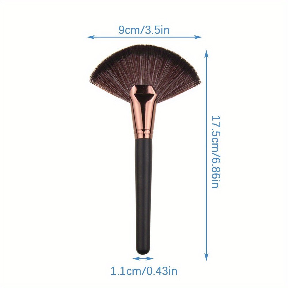Fan-shaped Powder Finishing Brush black and golden handle