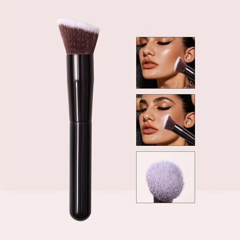 Black Angled Contour Brush - Soft Bristles for Blush, Powder, and Multifunctional Makeup